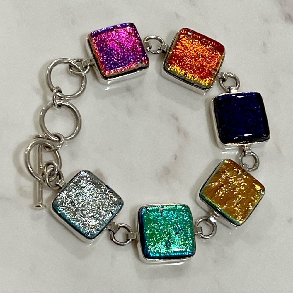Sterling Silver & Dichroic Glass Bracelet